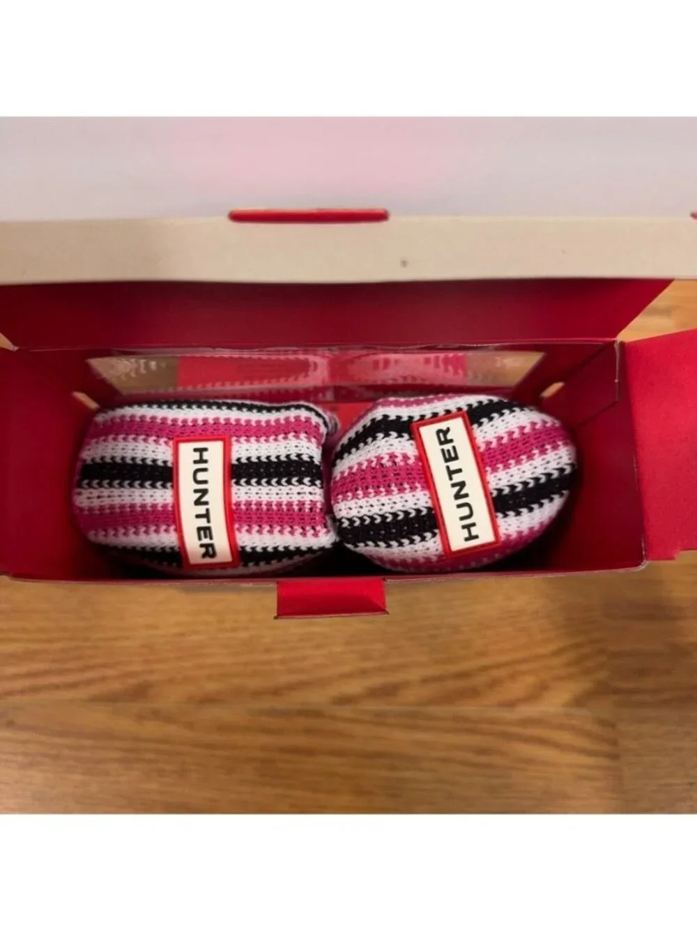 Hunter Original Tall Deckchair Stripe Boot Socks M Womens 5-7 Pink Black White